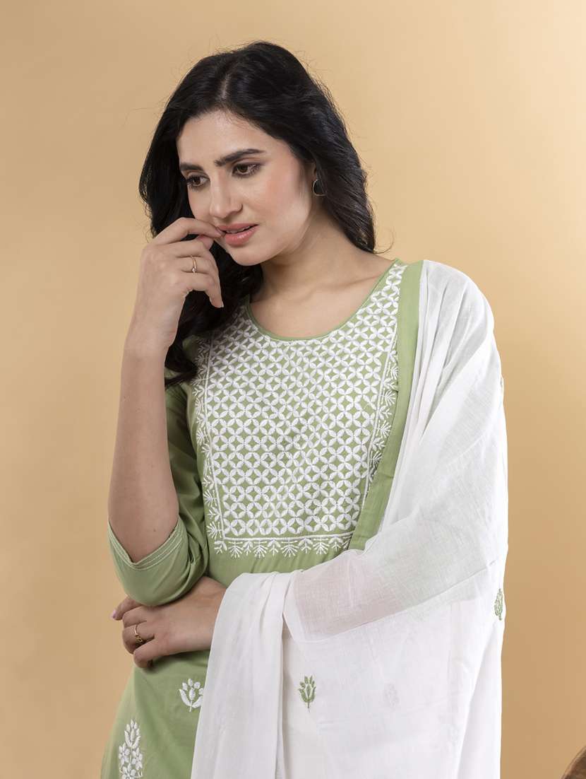 green cotton suit  set - 22058333 -  Standard Image - 4