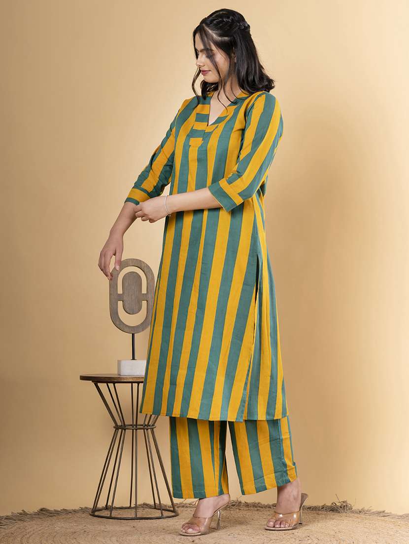 mustard cotton kurta palazzo  set - 22058351 -  Standard Image - 1
