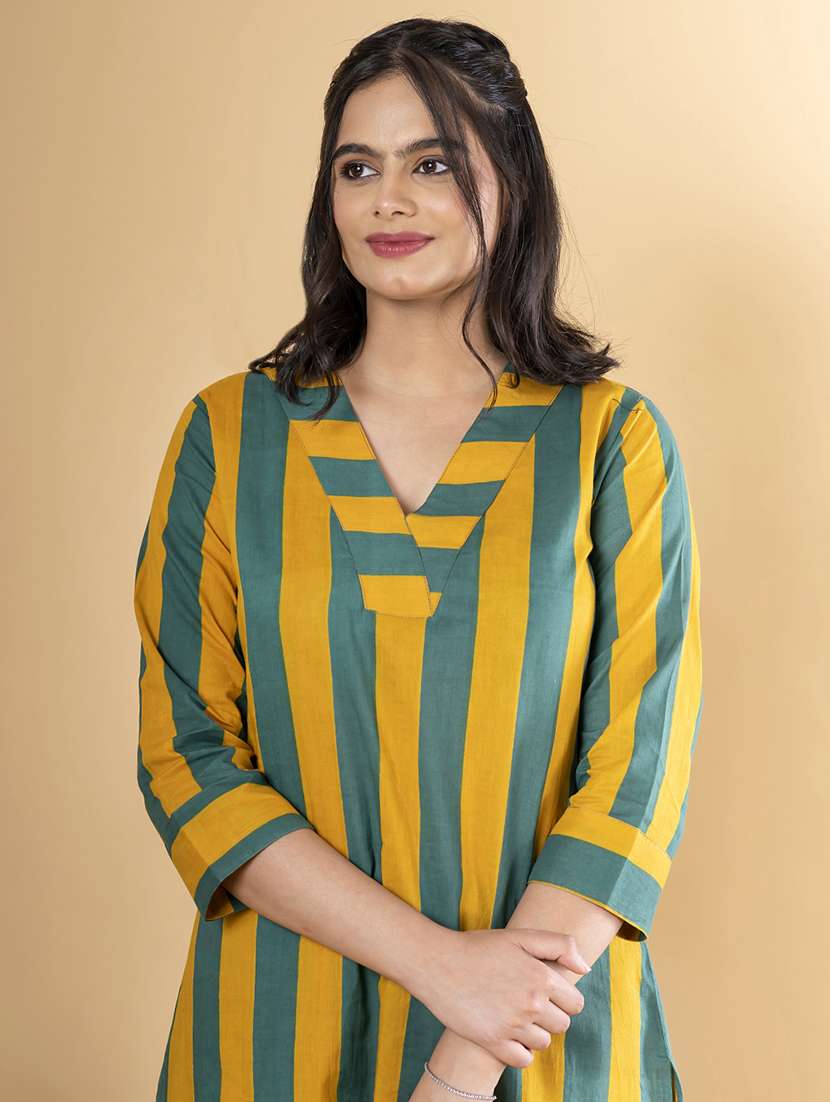 mustard cotton kurta palazzo  set - 22058351 -  Standard Image - 4