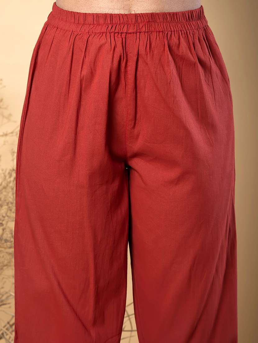 red cotton suit set - 22058378 - Standard Image - 4