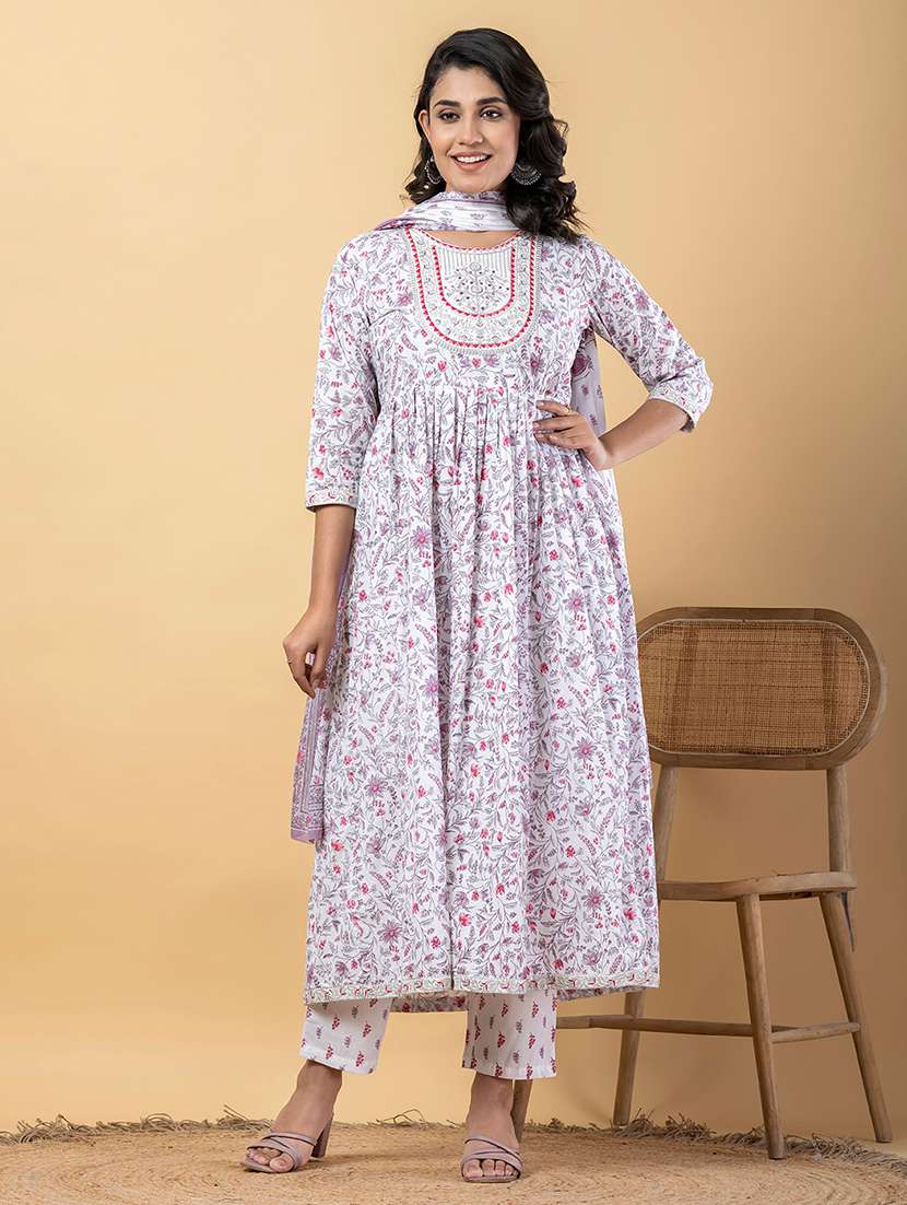 white cotton suit  set - 22058380 -  Standard Image - 1
