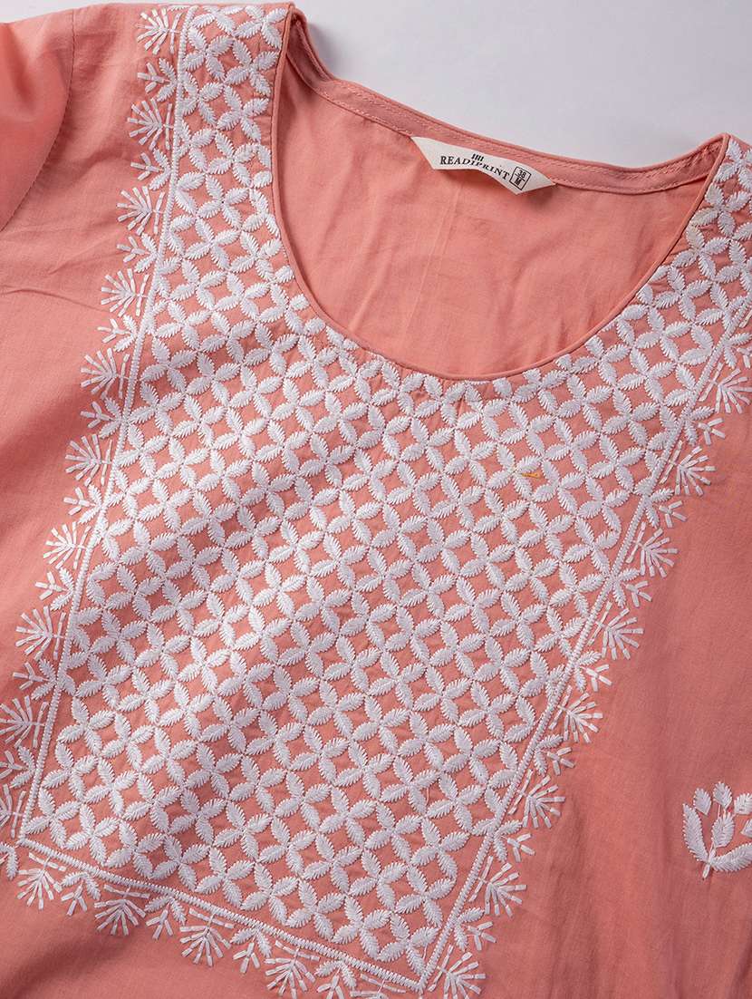 peach cotton blend suit set - 22058397 - Standard Image - 4
