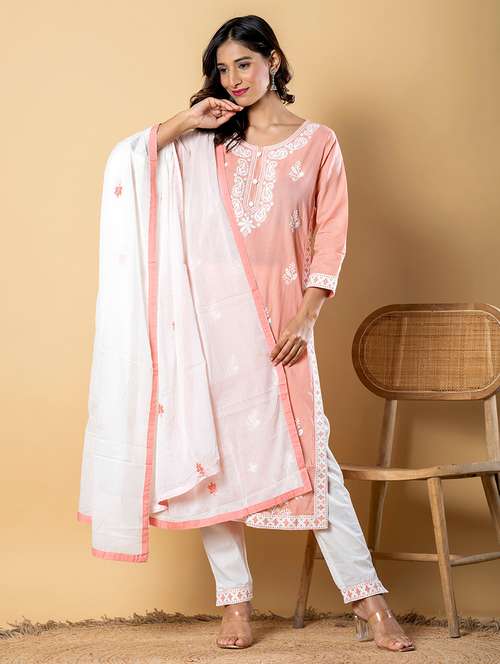 peach cotton suit set - 22058398 - Standard Image - 0