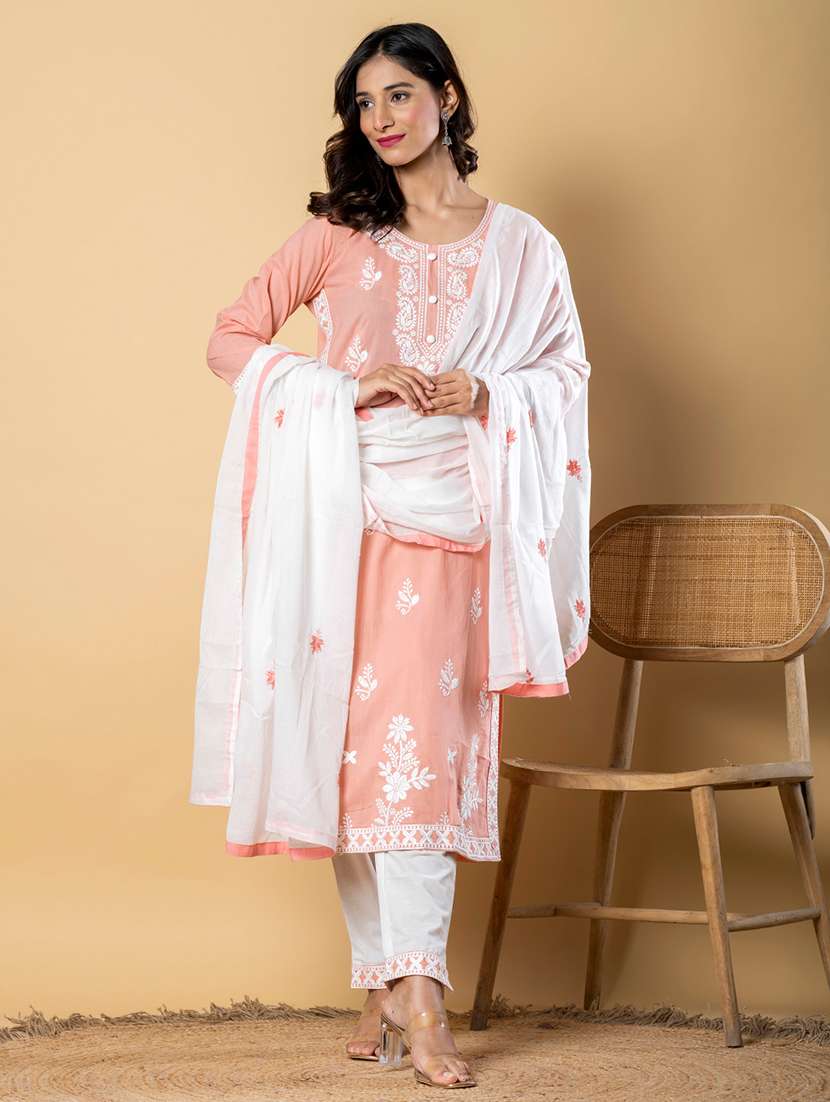 peach cotton suit set - 22058398 - Standard Image - 1