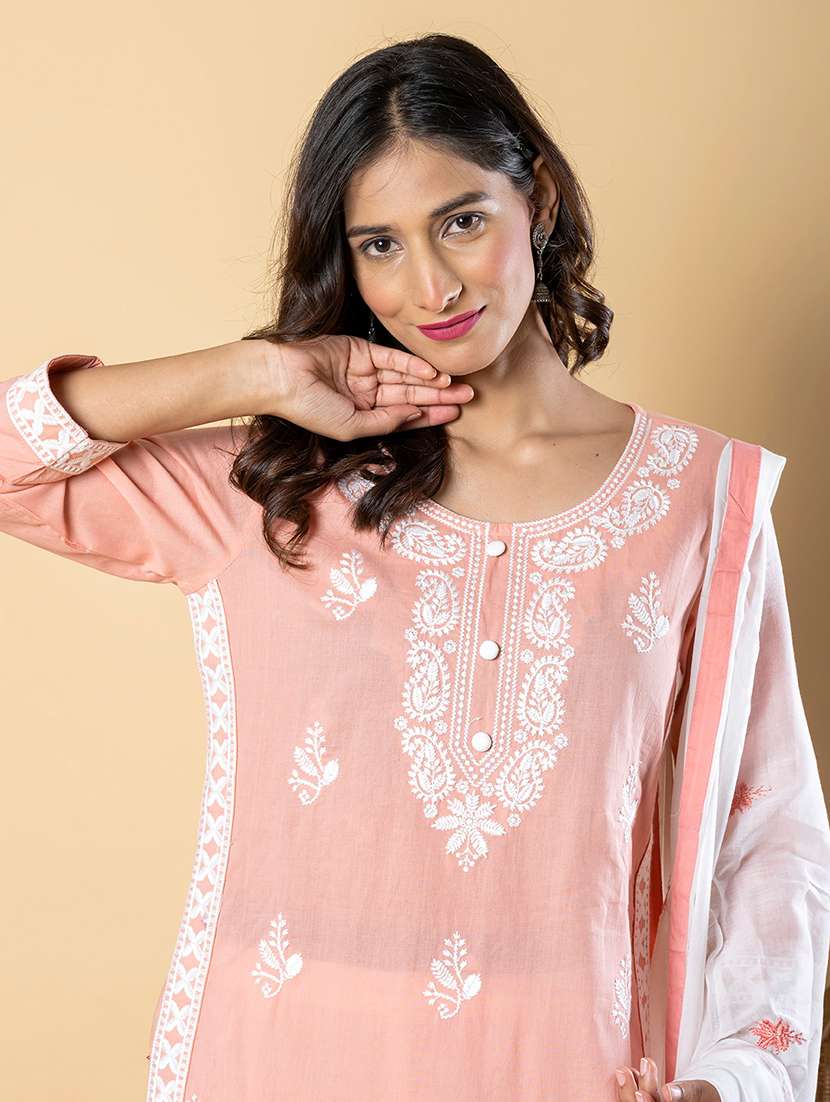 peach cotton suit set - 22058398 - Standard Image - 4