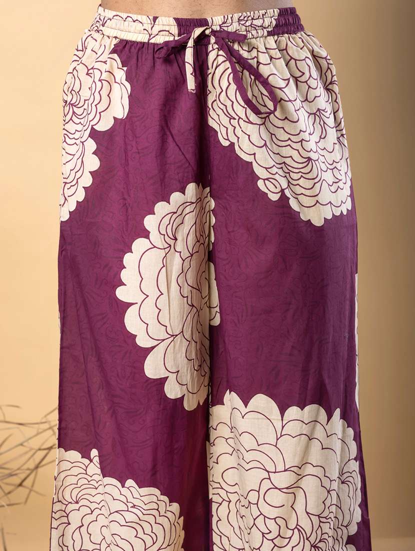 purple cotton kurta palazzo  set - 22058413 -  Standard Image - 4