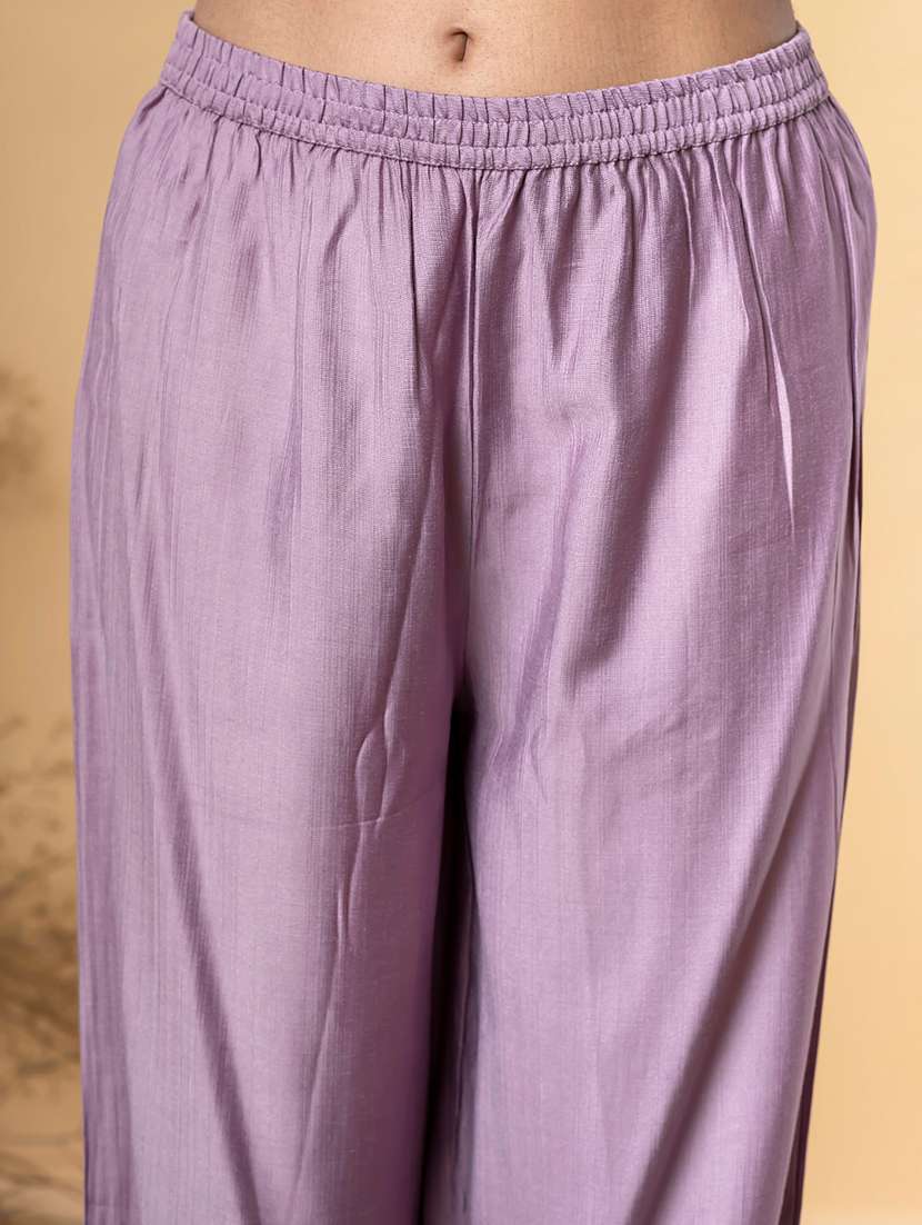 purple rayon kurta pant  set - 22058449 -  Standard Image - 4