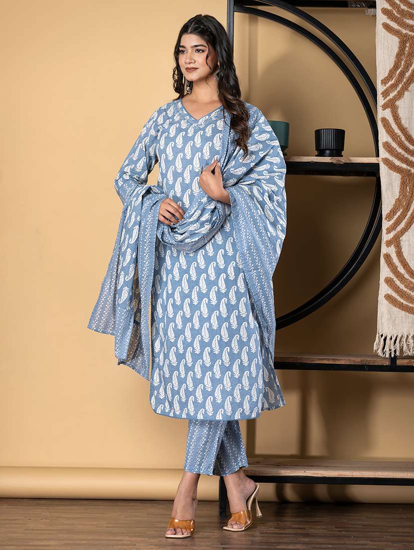 grey cotton suit  set - 22058480 -  Standard Image - 1