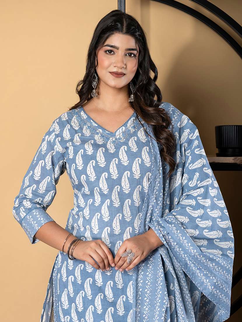 grey cotton suit  set - 22058480 -  Standard Image - 4
