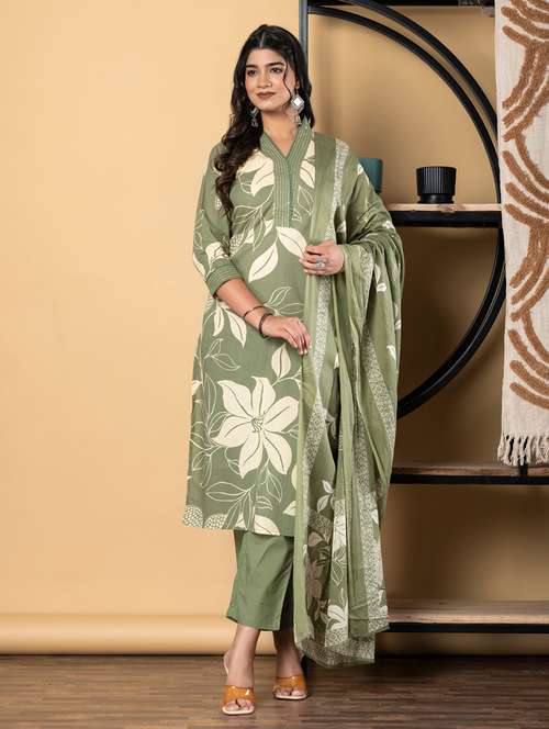 green cotton suit  set - 22058483 -  Standard Image - 0