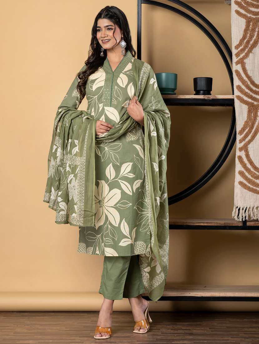 green cotton suit  set - 22058483 -  Standard Image - 1