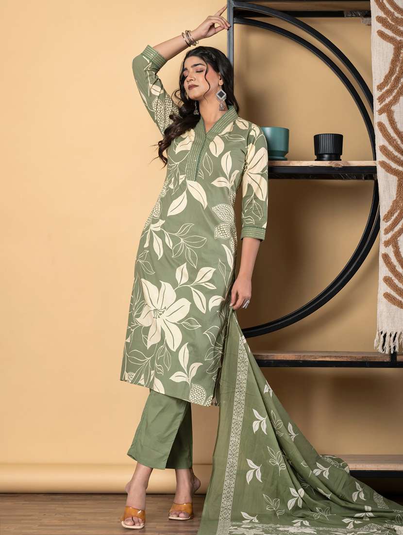 green cotton suit  set - 22058483 -  Standard Image - 4