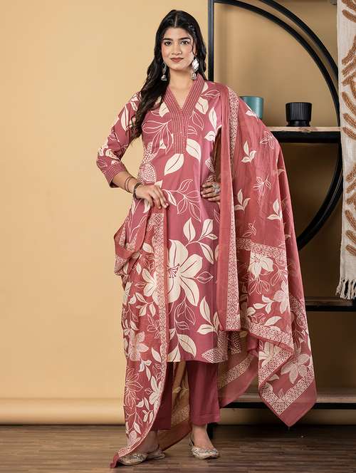 maroon cotton suit  set - 22058485 -  Standard Image - 0
