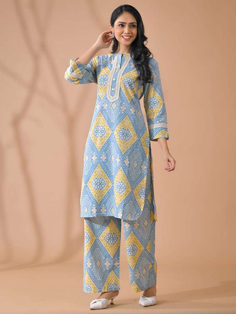 grey cotton blend suit  set - 22058489 -  Standard Image - 1