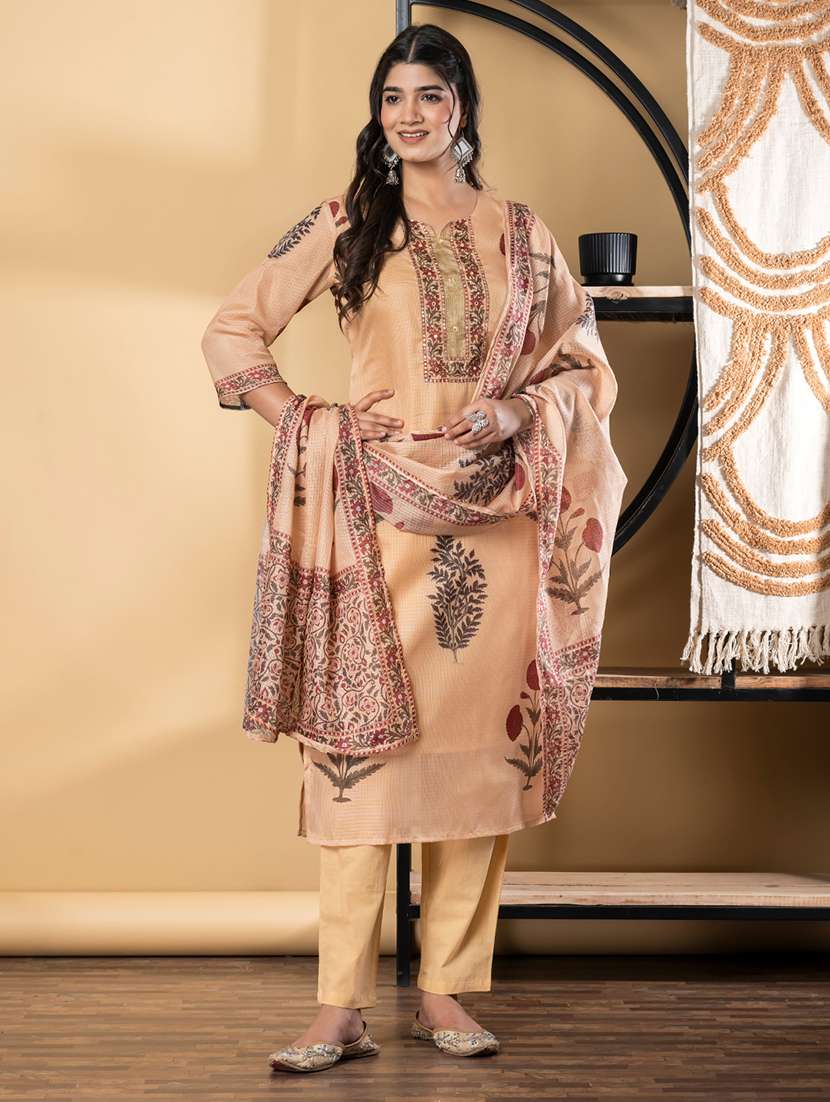 mustard cotton suit  set - 22058496 -  Standard Image - 1