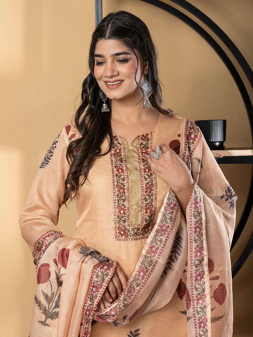 mustard cotton suit  set - 22058496 -  Standard Image - 4