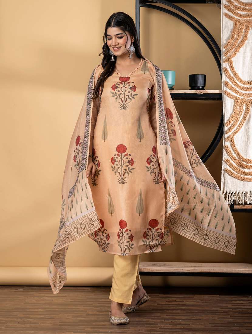 mustard cotton suit  set - 22058499 -  Standard Image - 1