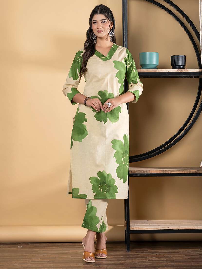 green cotton suit  set