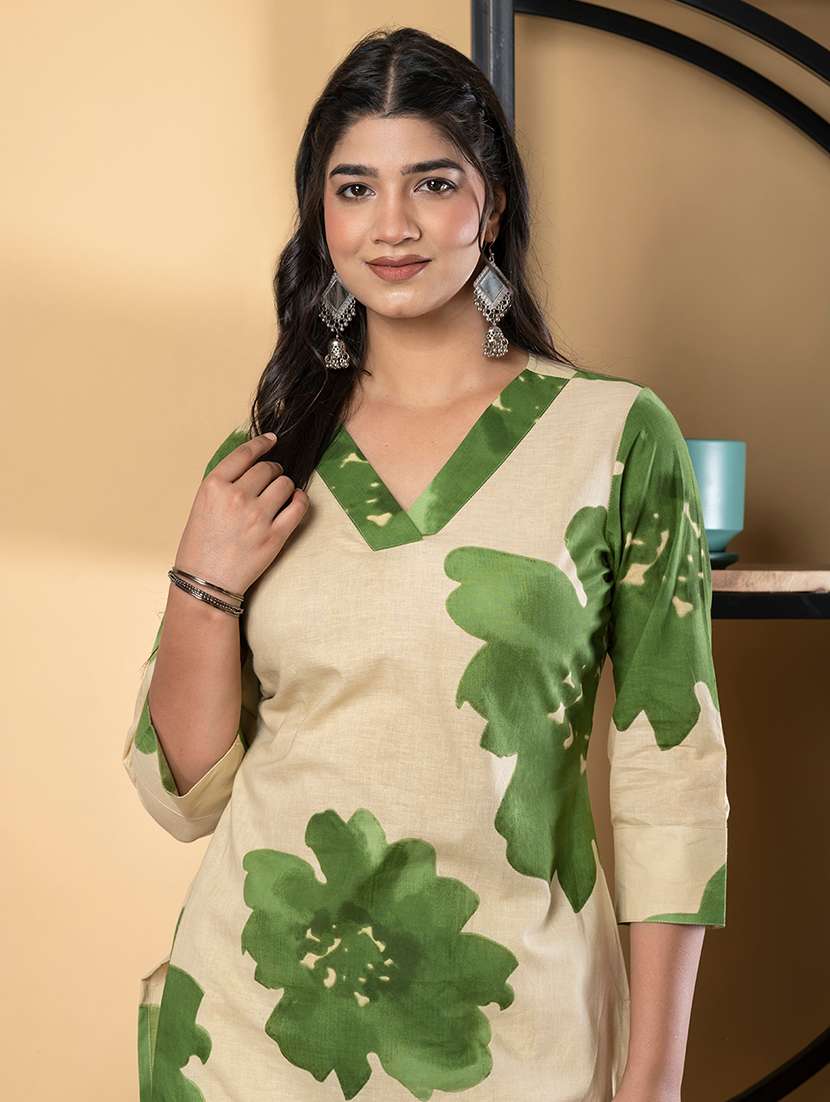 green cotton suit  set - 22058511 -  Standard Image - 4