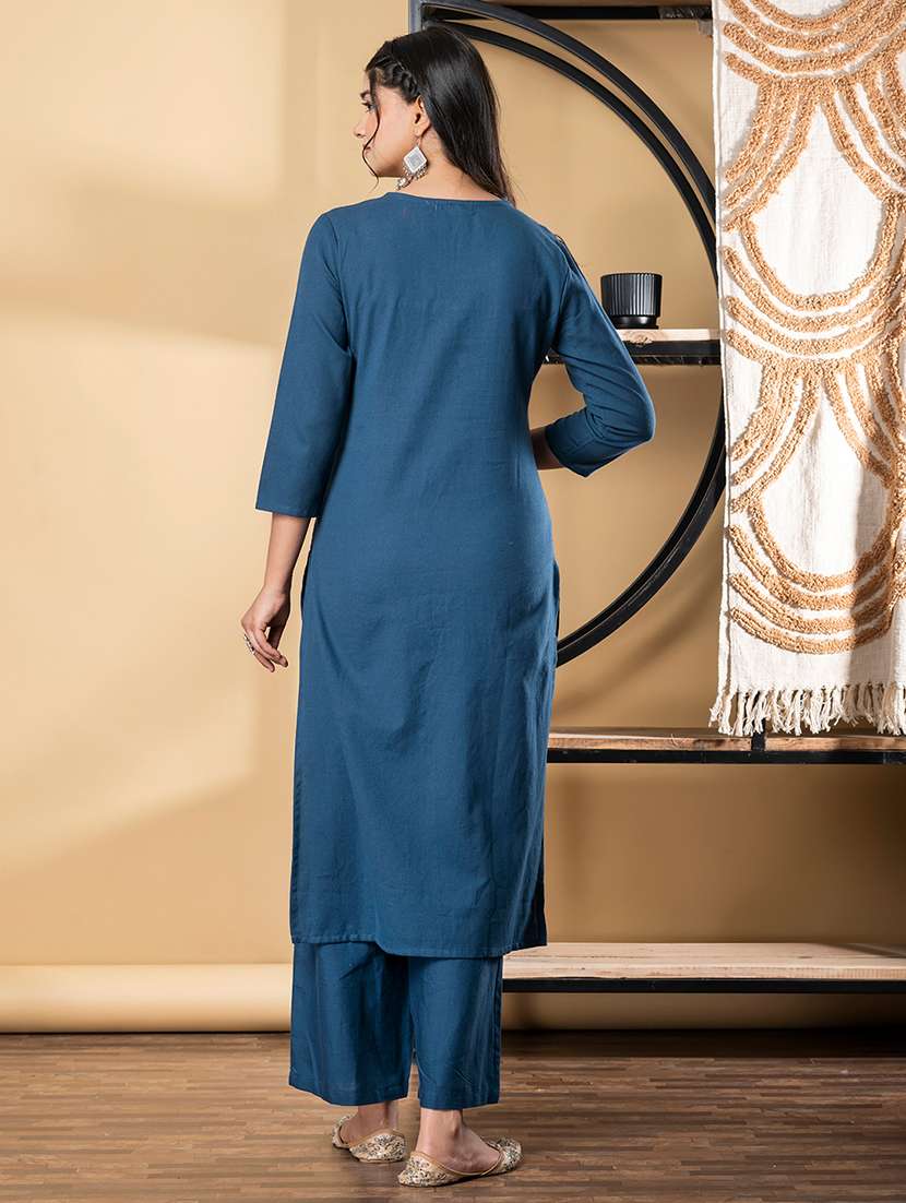 teal cotton suit  set - 22058518 -  Standard Image - 4
