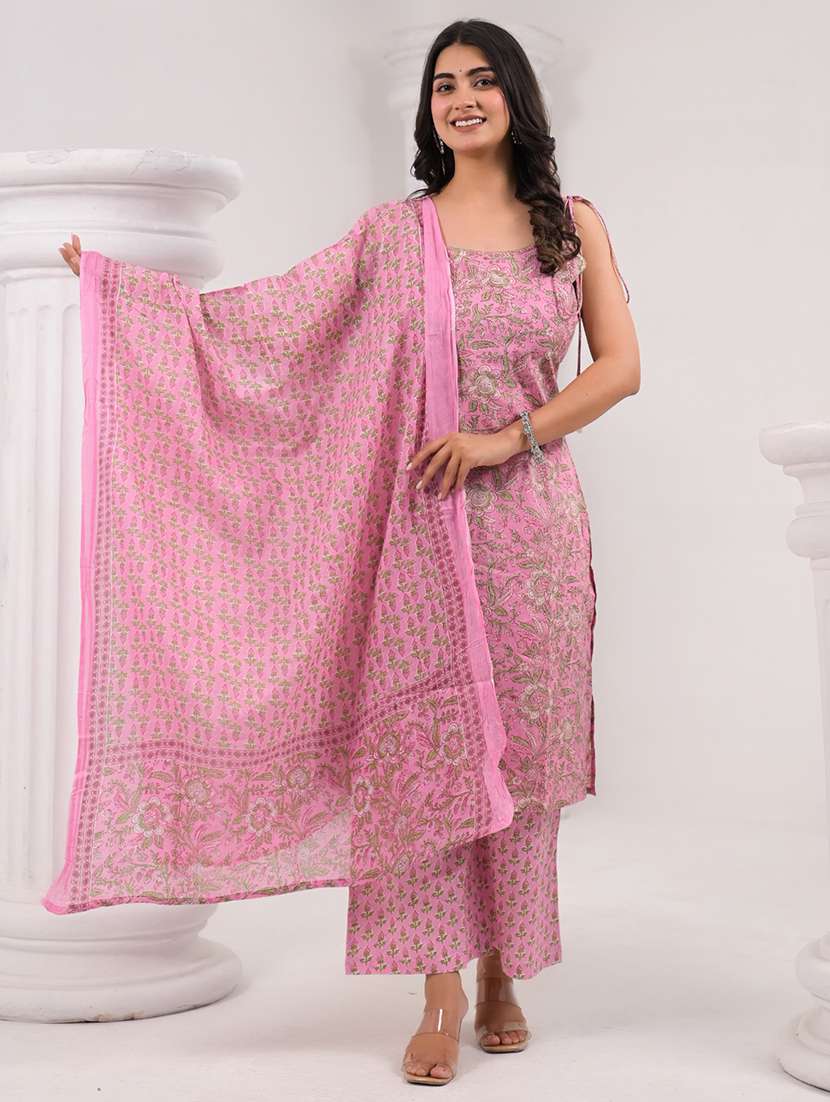 pink cotton suit  set