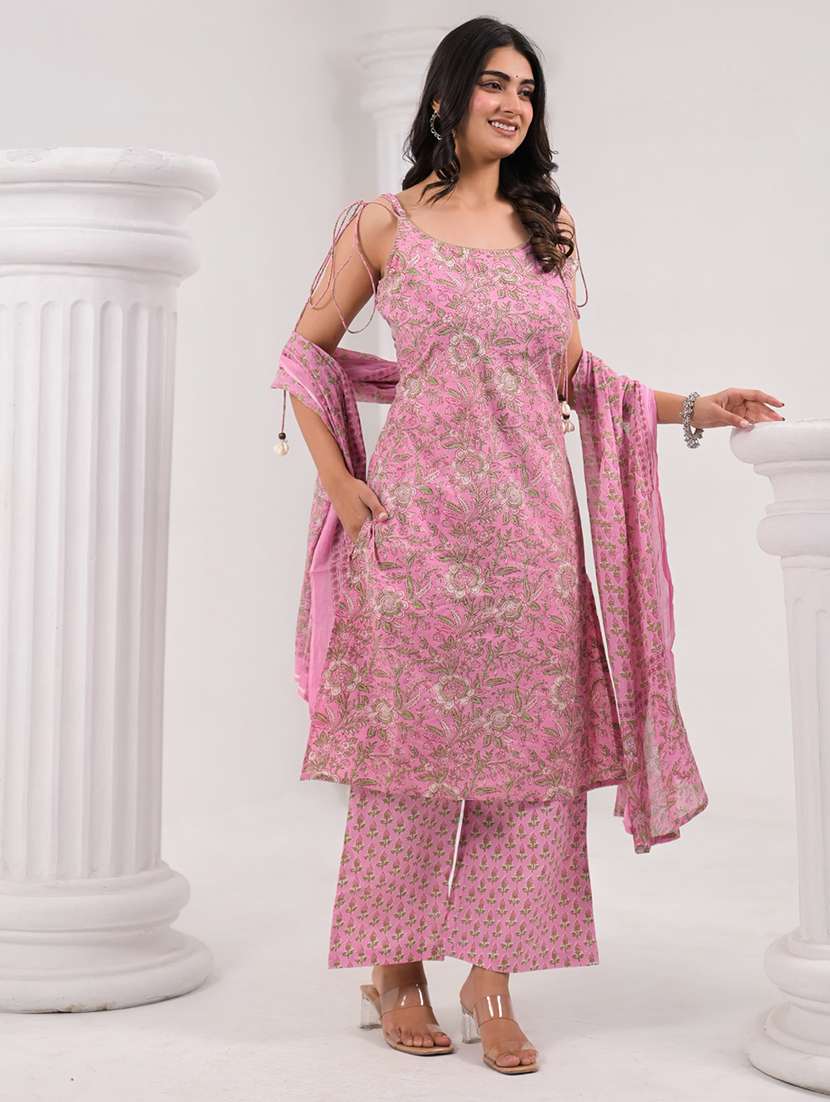 pink cotton suit  set - 22058522 -  Standard Image - 1