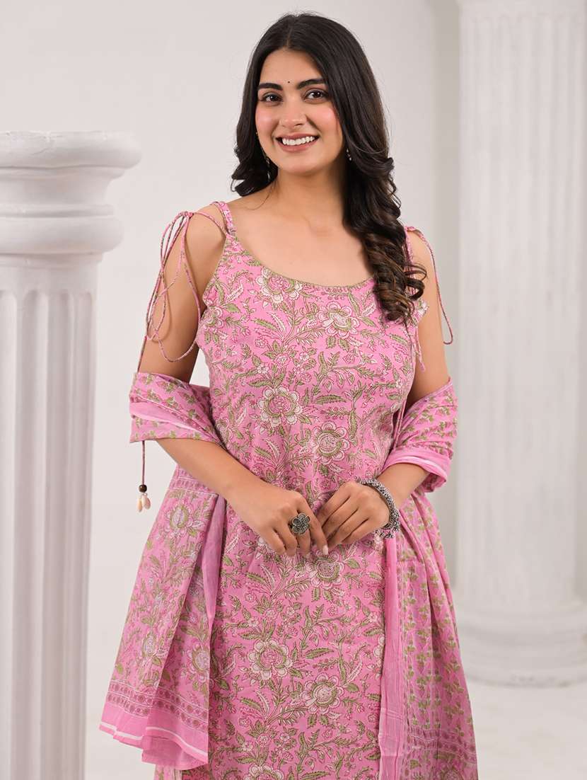 pink cotton suit  set - 22058522 -  Standard Image - 4