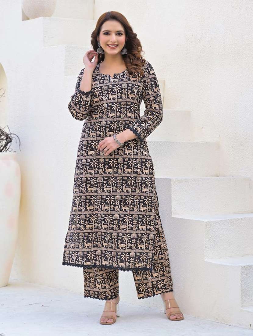 women long sleeve kurta and palazzo set - 22058524 -  Standard Image - 1