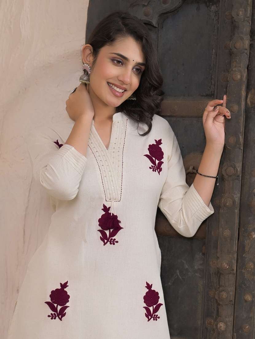 off white cotton blend suit  set - 22058525 -  Standard Image - 4