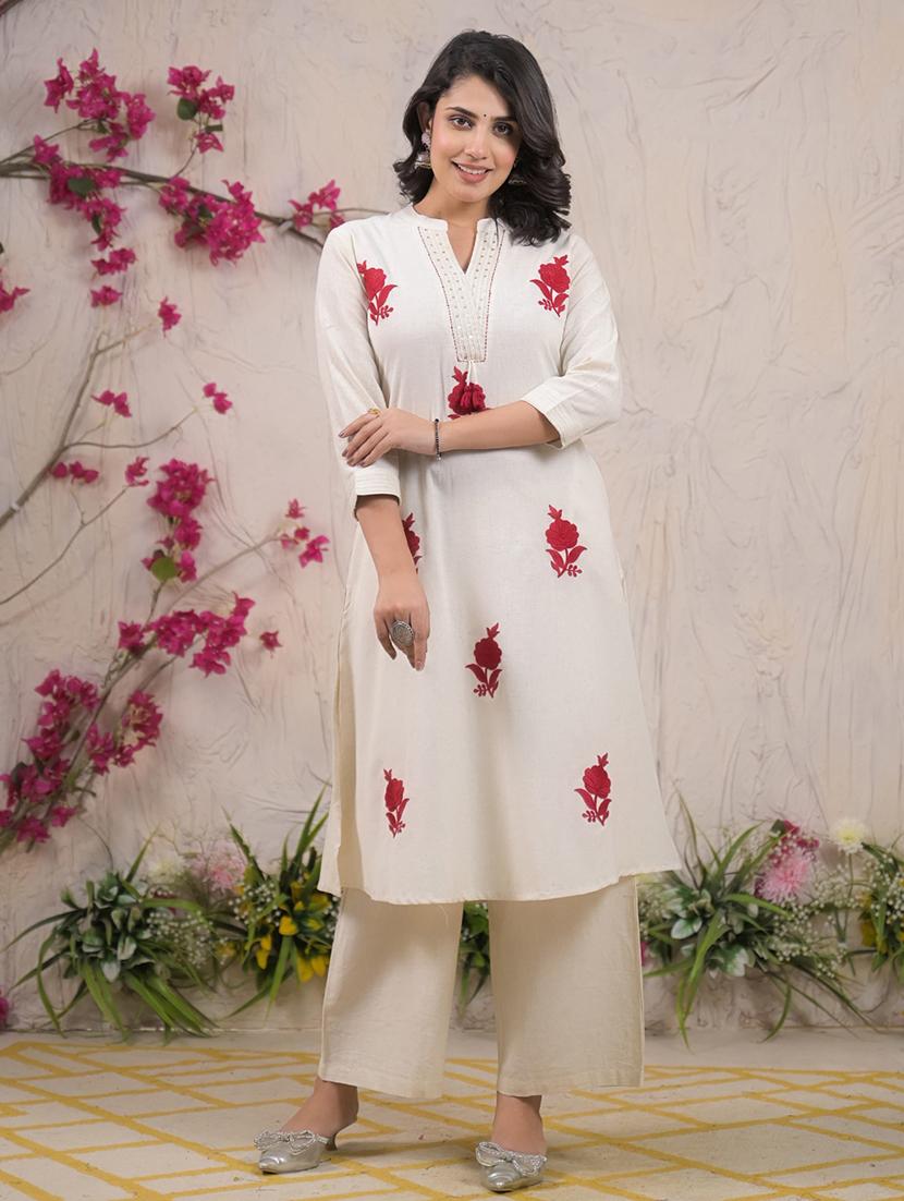 women three quarter sleeve kurta and palazzo set - 22058527 - Standard Image - 1