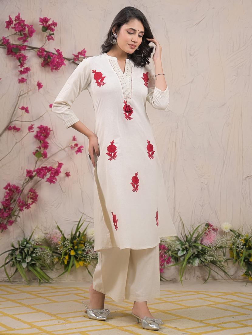 women three quarter sleeve kurta and palazzo set - 22058527 - Standard Image - 4