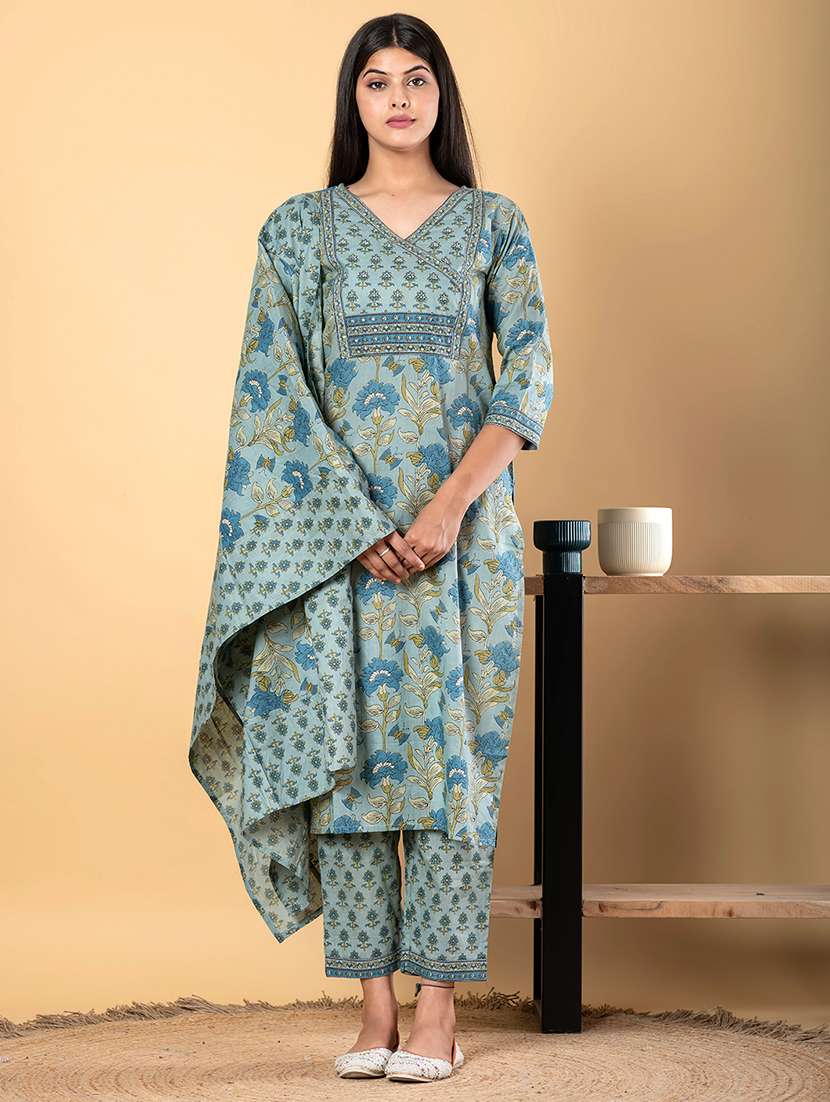blue cotton suit  set - 22058533 -  Standard Image - 1