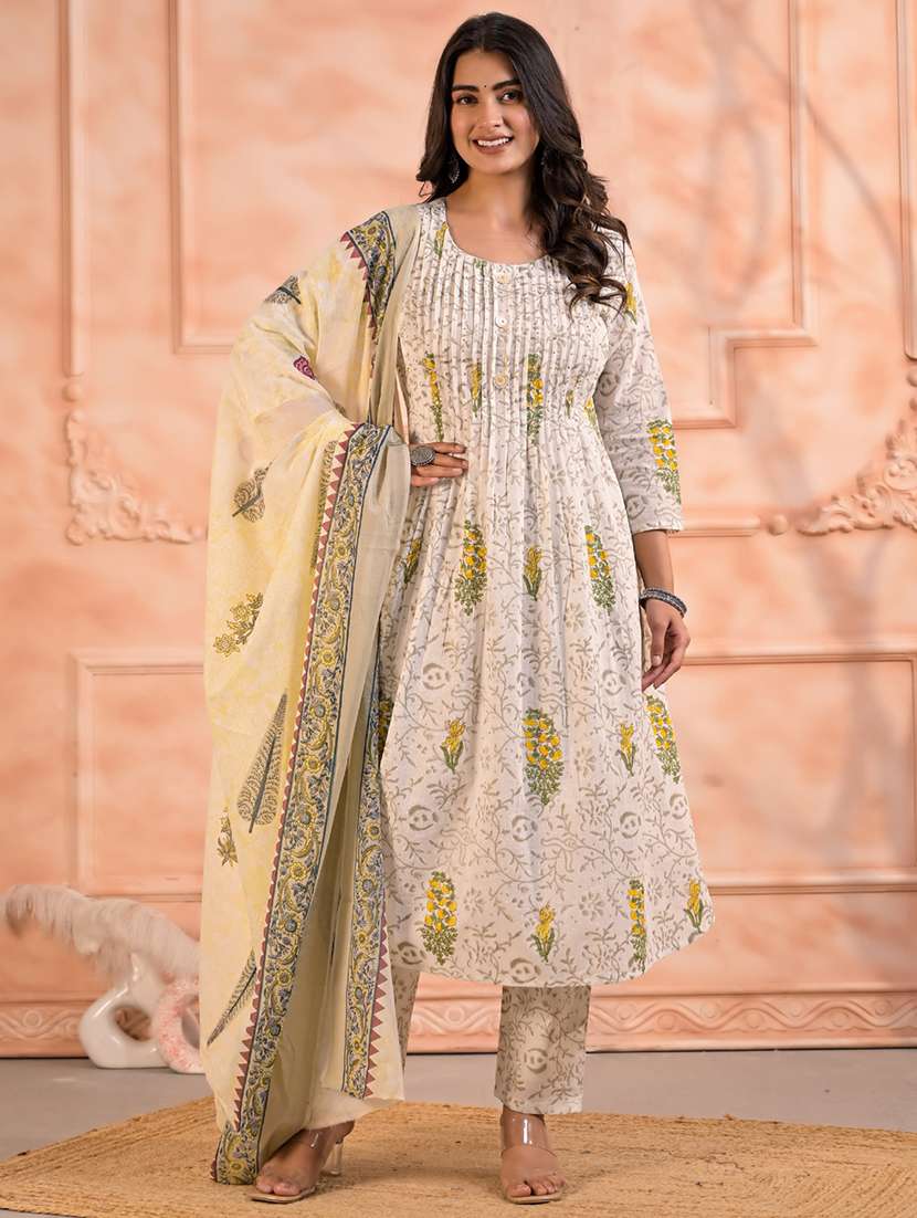 white cotton suit  set