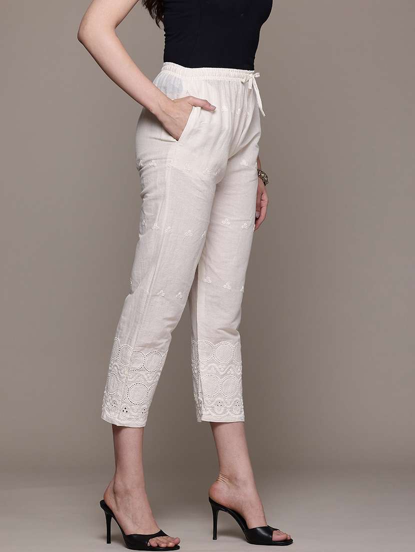 women solid mid rise tapered pant - 22058555 -  Standard Image - 1