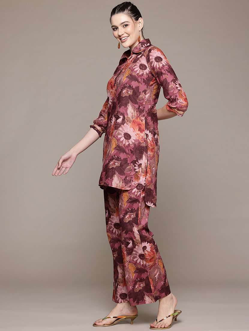 women floral print tunic and palazzo co-ord set - 22058557 -  Standard Image - 1