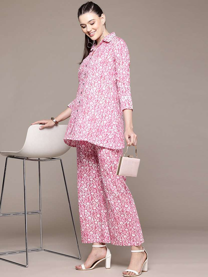 women floral print shirt and trouser co-ord set - 22058558 - Standard Image - 1