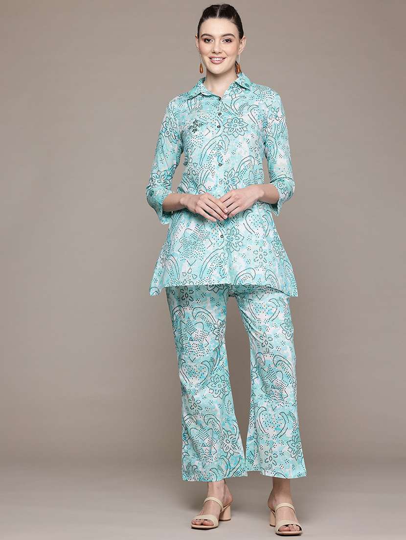 women floral print shirt and trouser co-ord set