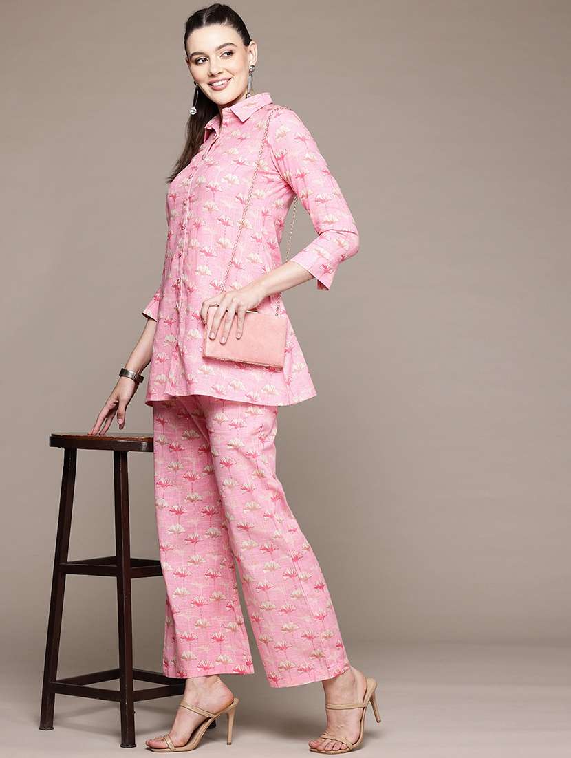 women floral print shirt and trouser co-ord set - 22058565 - Standard Image - 1