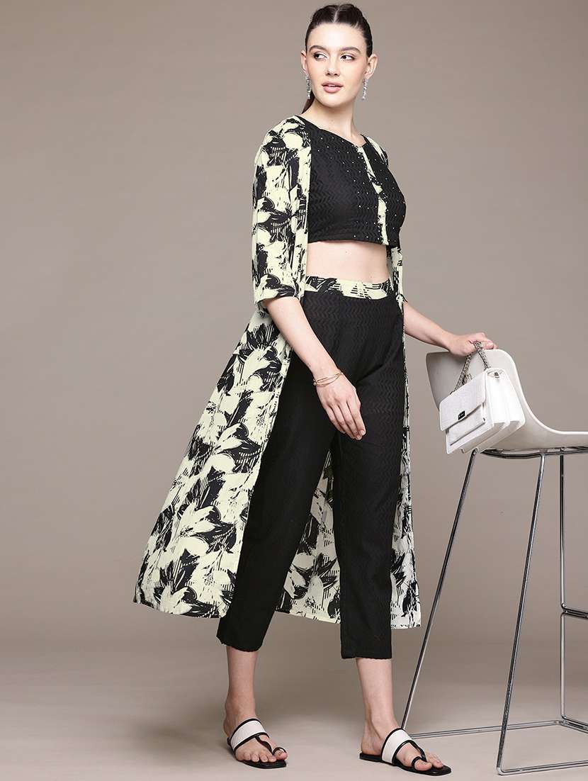 women printed three quarter sleeve ethnic co-ord set - 22058567 -  Standard Image - 1