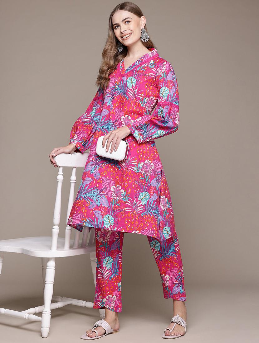 women printed long sleeve ethnic co-ord set - 22058579 -  Standard Image - 1