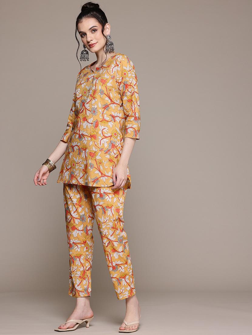 women printed three quarter sleeve ethnic co-ord set - 22058590 -  Standard Image - 1