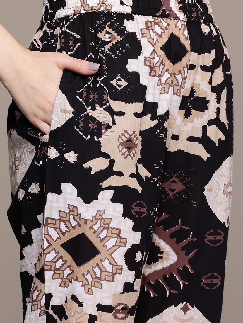 women printed three quarter sleeve ethnic co-ord set - 22058596 - Standard Image - 4