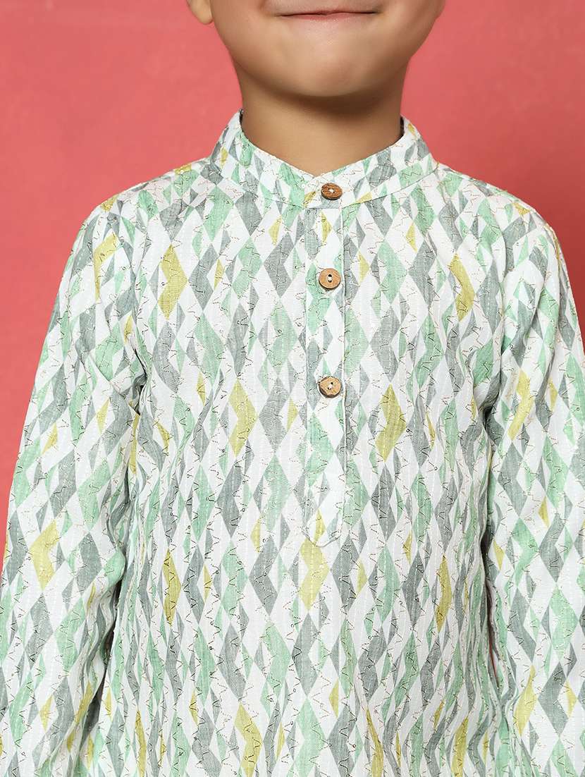 boys printed mandarin collar kurta pyjama set - 22058605 - Standard Image - 4