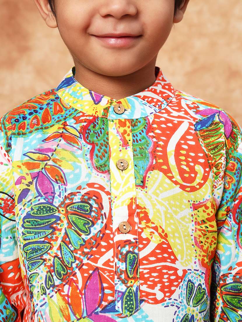 boys printed long sleeve kurta and pyjama set - 22058612 -  Standard Image - 4