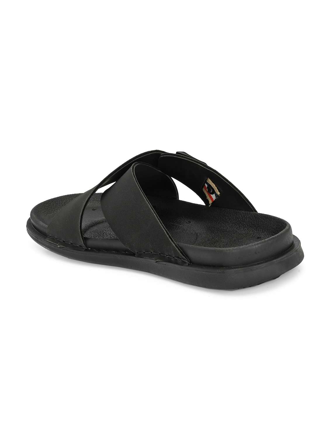 men black solid slip on sandal - 22058613 - Standard Image - 4