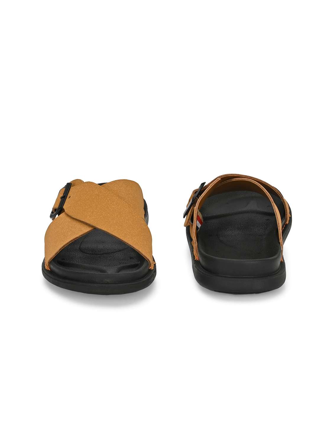 men tan solid slip on sandal - 22058615 -  Standard Image - 4