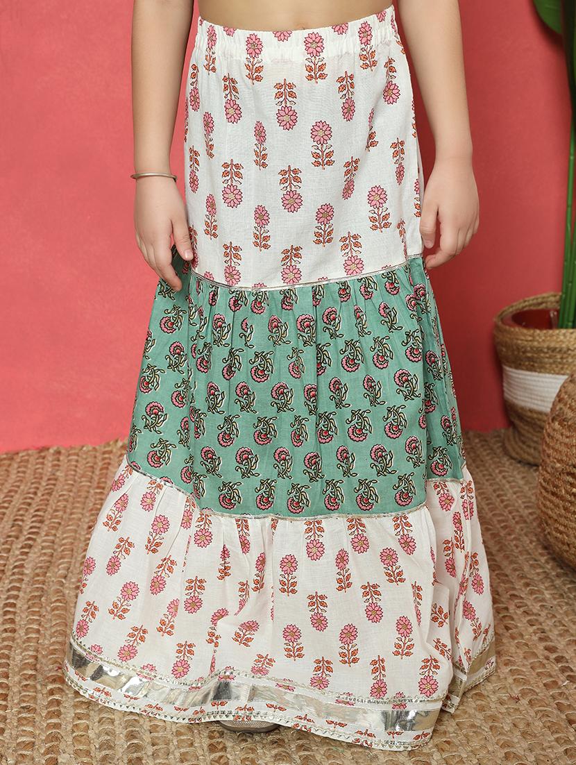 girls printed bell sleeve lehenga choli with dupatta - 22058617 - Standard Image - 4