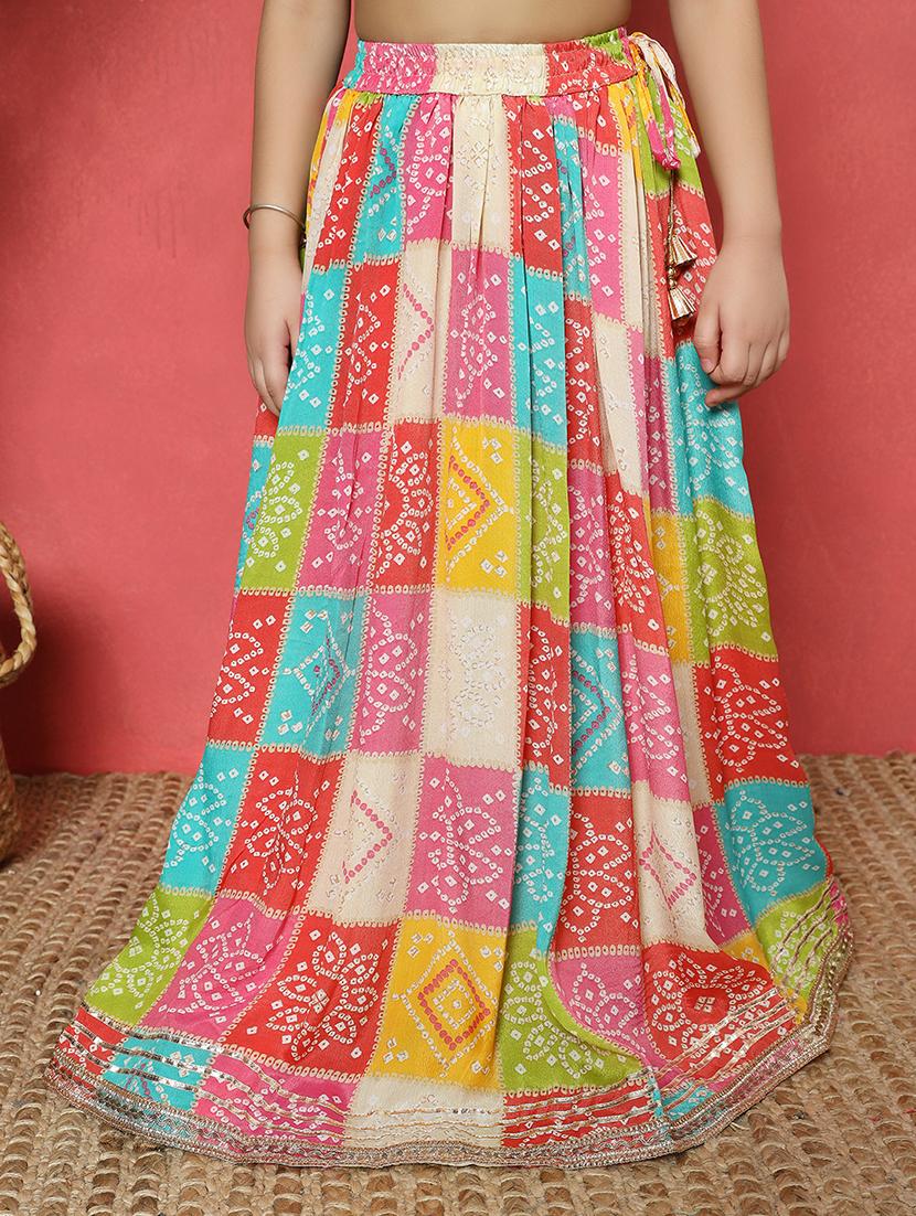 girls printed short sleeve lehenga and choli - 22058620 - Standard Image - 4