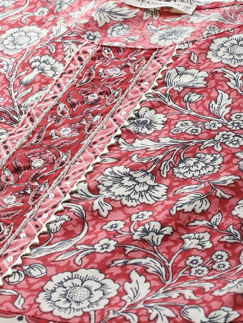 women floral printed three quarter sleeve anarkali kurta - 22058629 -  Standard Image - 4