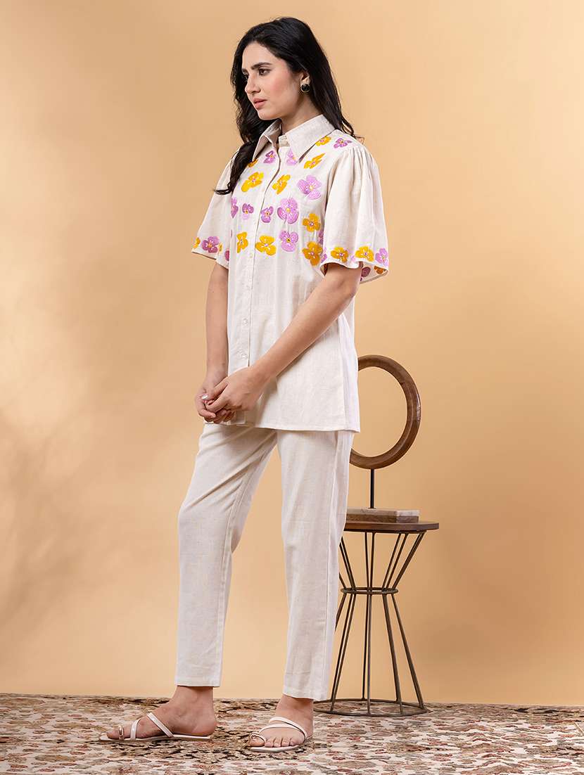 off white cotton blend coord set - 22058647 - Standard Image - 1